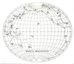 Location of magnetic observatories in United States and Pacific Ocean Image