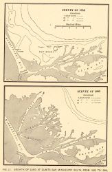 Growth of land at Cubits Gap, Mississippi River Delta, between 1852 and 1905 Image