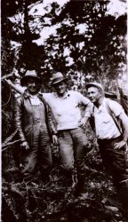 L to R Jack Marx, Oscar Risvold, and Silk Hat Harry Quinlavin in Big Sur country . Image