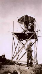 Observing stand and platform in use during triangulation operations Image