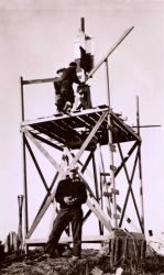 An instrument stand with observer's platform built around the instrument stand and signal placed for visibility from other triangulation stations. Image