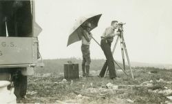 Lieutenant George Anderson doing observing headed a three-man crew ordered to geodetically locate all of the airplane beacons that showed out to sea Image