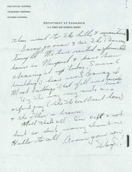 Page 1 of Floyd Risvold's letter home describing the Long Beach earthquake destruction that he witnessed on March 11, 1933. Image