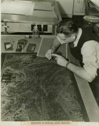 Engraving on nautical chart negative. Image