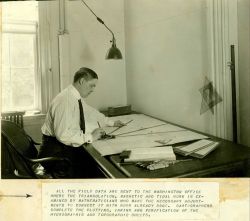 All the field data are sent to the Washington Office where the triangulation, magnetic, and tidal work is examined by mathematicians who make the nece Image