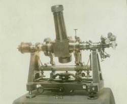 A Bamberg astronomic theodolite used to determine astronomic latitude and longitude as well as determine gravitational deflection from the vertical. Image