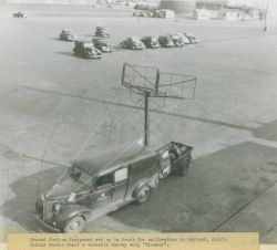 Ground station equipment set up in truck for calibration of Shoran Image
