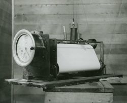 Haskell water level gauge in water level house. Image