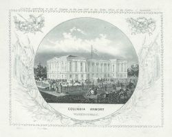 Engraving of the Columbia Armory by Albert Boschke of the Coast Survey. Image