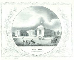 Engraving of the City Hall Building by Albert Boschke of the Coast Survey. Image
