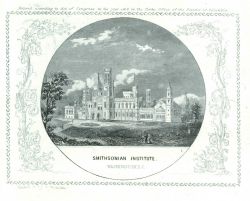 Engraving of the Smithsonian Institute by Albert Boschke of the Coast Survey. Image