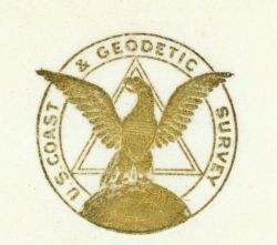 Gold seal of the Coast and Geodetic Survey from banquet menu. Image