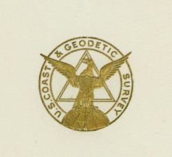 Gold seal of the Coast and Geodetic Survey from banquet menu. Image