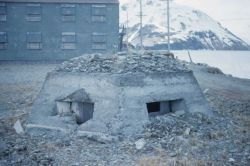A concrete fortification at Dutch Harbor. Image