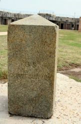 Granite obelisk used to designate one of the end points of the baseline measured by Alexander Dallas Bache on Dauphin Island in 1847 Image