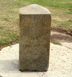 Granite obelisk used to designate one of the end points of the baseline measured by Alexander Dallas Bache on Dauphin Island in 1847 Image