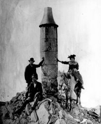 A post card showing proof that a hardy group of tourists had made it to the top of this 14,000 foot plus peak Image