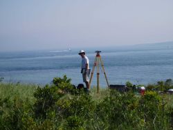 Nashawena Island tide gauge leveling operations. Image