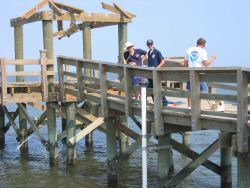 Gulfport tide gauge operations following Hurricane Katrina. Image