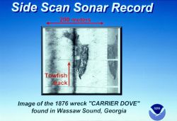 Example of side scan sonar record of 1876 wreck of 