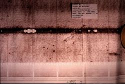 Example side scan sonar paper record of vessel on seafloor. Image