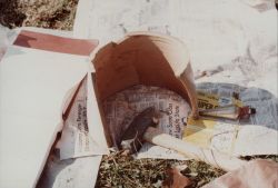 Earthenware survey marker that cracked upon removal from ground Image