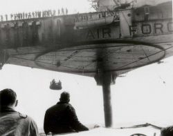 Approaching Texas Tower -2 on Georges Shoal to pick up personnel during survey operations. Image