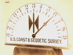 Tide indicator display indicating slack water. Image