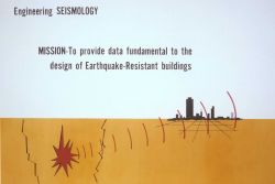 Graphic of earthquake epicenter and damage to man-made structures. Image