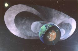 An artist's conception of the Earth's structure and geomagnetic field Image