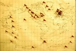 Geogmagnetic observatories that have facilities for semi-automatic scaling of magnetogram records as of 1969. Image