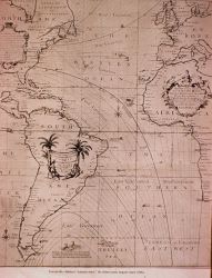 Edmund Halley's isogonic chart of 1701 showing lines of equal magnetic declination Image