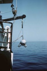 Deploying a bottom-mounted gravity meter. Image