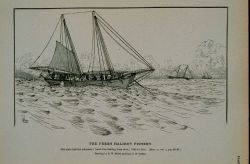 Old-style halibut schooner, hand-line fishing from deck, 1840 to 1850 Drawing by H Photo