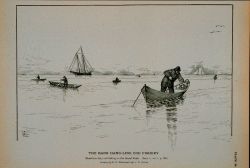 Hand-line dory cod fishing on the Grand Bank Drawing by H Photo