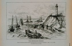 Fleet of menhaden steamers en route to fishing grounds On south side of Long Island, N Image