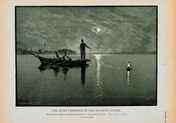 Shad-fishing at night on the Susquehanna River; laying out the gill-net From a photograph Image