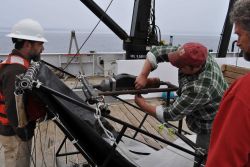Preparing benthic sled for deployment. Image