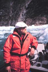 Chief Boatwain Nutting taking in the scenery in Tracy Arm. Image