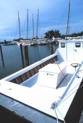 Large open deck work areas are typical of Chesapeake Bay work boats. Photo