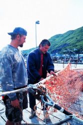 Fishermen mending nets at St Image