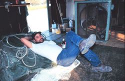 Alternate use for Turtle Excluder and fish nets - taking a rest at the end of the day Image