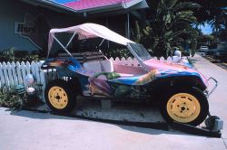 A gaudy dune buggy advertising a Florida Keys motel Image