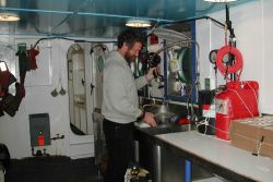 Preparing sample from Bongo net tow for microscopic examination Image