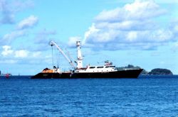 French tuna purse seiner F/V KERGUELEN at Mahe, Seychelles Image