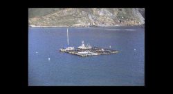 Distant view of netpen culture facility Image