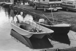 Salmon gill net and boat Image