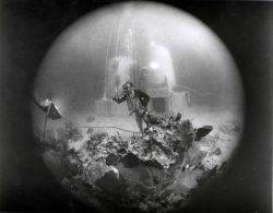 Scientist-aquanaut in the Tektite Program prepares for an extended stay away from his General Electric designed and built habitat in Great Lameshur Ba Image