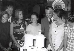 Sylvia Earle on left and other women aquanauts at Tektite II press conference Image