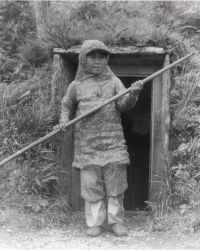 Attu boy wearing rainproof Kalemeinka Image